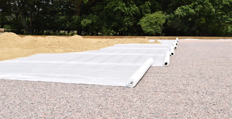membrane being rolled out
