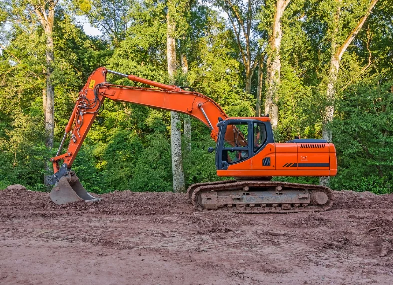 Red excavator